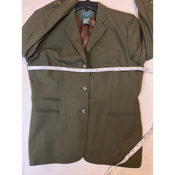 VTG-NWT-Ralph Lauren Women equestrian buttons blazer jacket wool Olive Green 14P - Picture 12 of 16